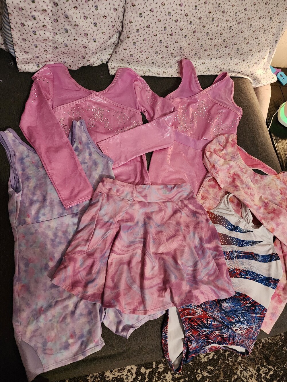 Girls Dance Gymnastics Leotards - 5 Leotrds 1 Skirt - Mediums - Various Colors